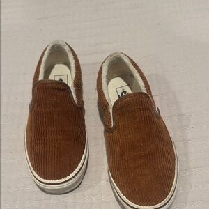 Brown Corduroy Slip-On Shoes